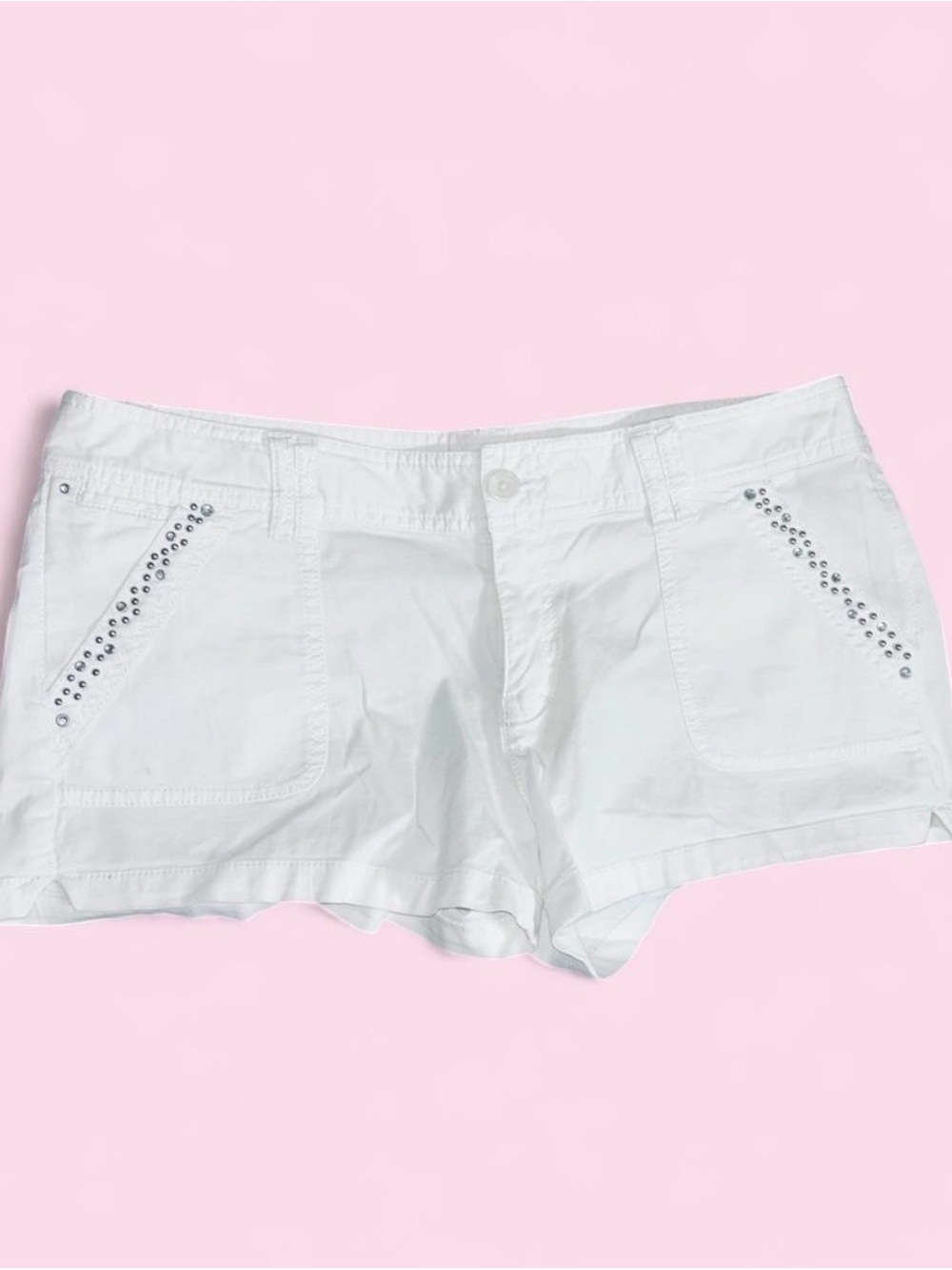 Express White Studded Denim Jean Shorts
